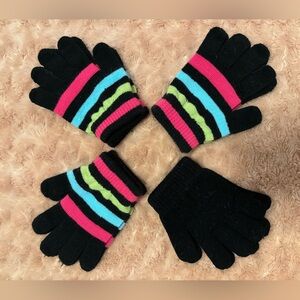 Kids Unisex (Lot Of 4 Pairs) Knit Stretch Gloves Size Small